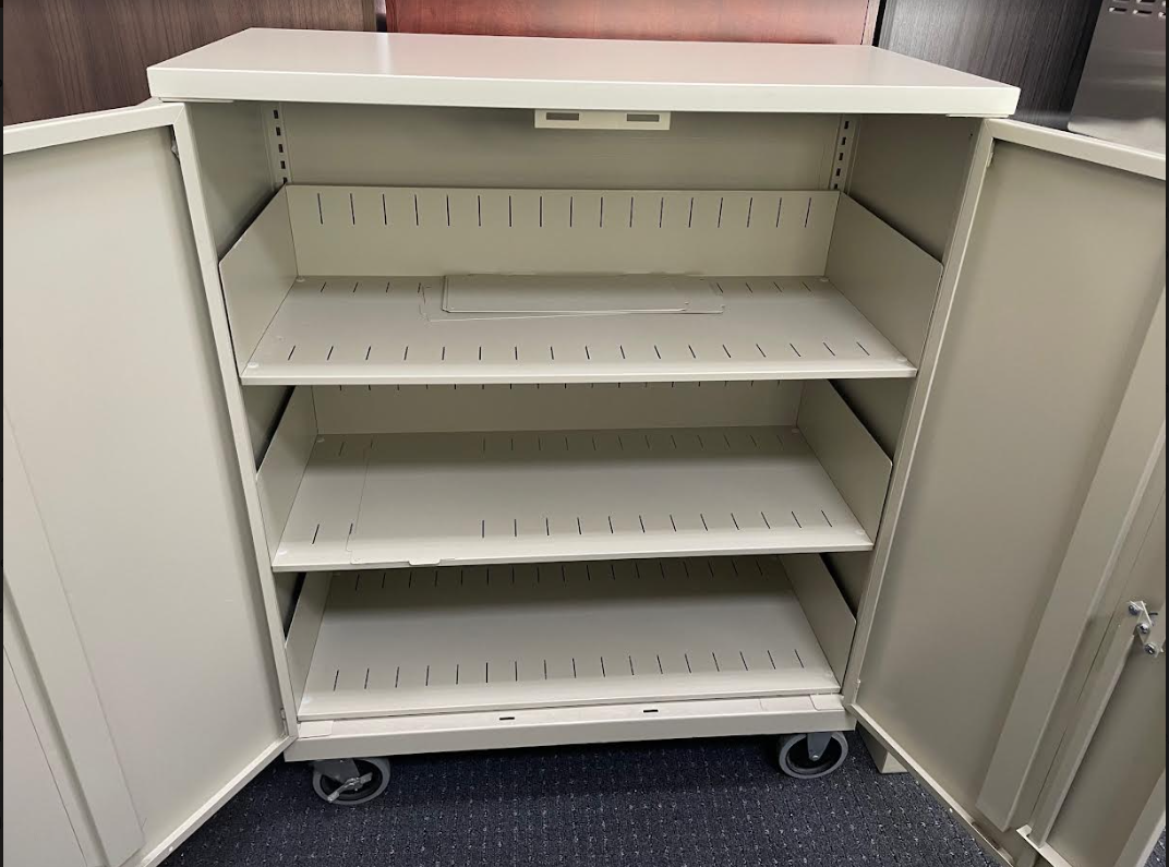 Locking Medical Chart Carts, Three Tier, Two Doors Laber's Furniture