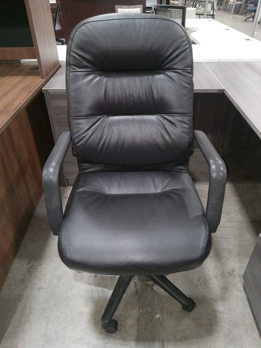 HON Leather Executive Chair, Fixed Arms, Black Laber's Furniture